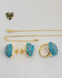 (1-6485-1) Gold Plated - Blue Zircon Big Set - 19.5".