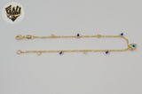 (1-0260) Gold Laminate - 2mm Link Charms Anklet - 9.5" - BGF