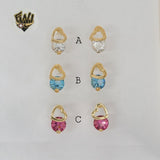 (1-1208-2) Gold Laminate - Heart Studs Earrings - BGF