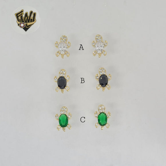 (1-1172-1) Gold Laminate - Turtle Earrings - BGO