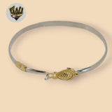 (2-0687) 925 Sterling Silver - 4mm Two Tones Turtle Bangle.