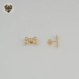 (1-1140-1) Gold Laminate -  Bow Stud Earrings - BGF