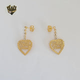 (1-1220-3) Gold Laminate - Heart Long Earrings - BGO