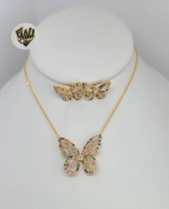 (1-6124-1) Gold Laminate - Multicolor Butterfly Set - BGO