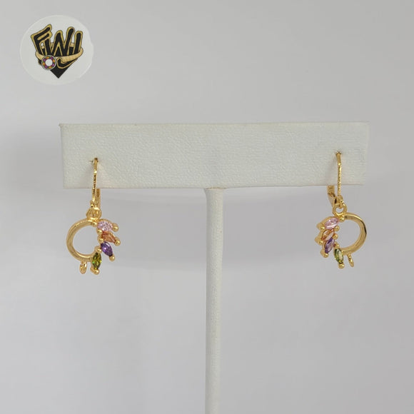 (1-1198-2) Gold Laminate - Multicolor Dangle Earrings - BGF