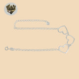 (2-0436) 925 Sterling Silver - 3mm Rolo Link Heart Bracelet.