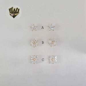 (1-1091-2) Laminado de oro - Aretes con circonitas - BGO