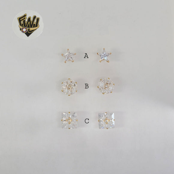 (1-1091-2) Gold Laminate - Zircon Stud Earrings - BGO