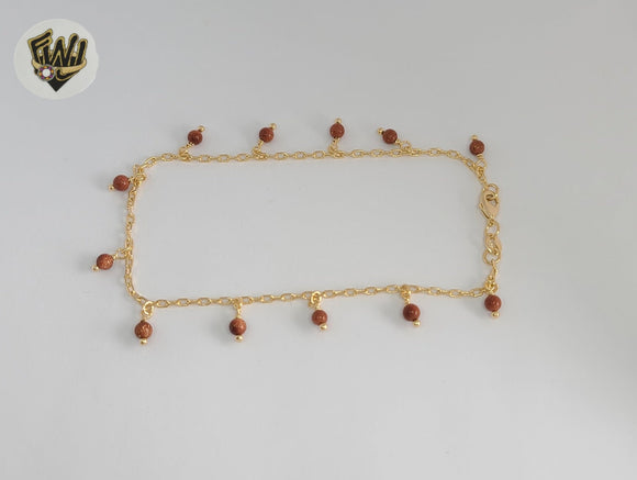 (1-0272) Gold Laminate - 2mm Link Charms Anklet - 10