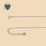 (2-0353-1) 925 Sterling Silver - 1mm Balls Link Evil Eye Bracelet.