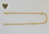 (1-0061) Gold Laminate - 2.5mm Wheat Link Anklet - 10" - BGF