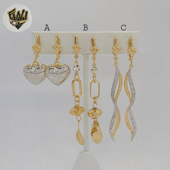 (1-1241-3) Gold Laminate - Long Earrings - BGF
