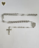 (4-6008-1) Stainless Steel - 5mm Rosary Necklace - 25".