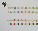 (1-1602) Gold Laminate - 7mm Multicolor Butterflies Link Chain - BGF