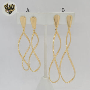 (1-1240) Gold Laminate - Long Carved Earrings - BGF