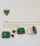 (1-6485) Gold Plated - Green Zircon Big Set - 19".