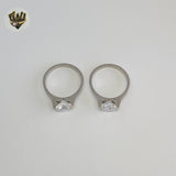 (4-0078) Acero inoxidable - Anillo para hombre con circonitas talladas.