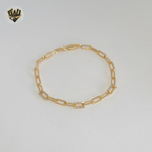 (1-0752) Gold Laminate - 4mm Paper Clip Zircon Bracelet - 7.5