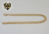 (1-0024) Gold Laminate - 6.5mm Double Curb Link Anklet - 10" - BGO