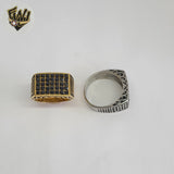 (4-0081) Stainless Steel - Black Zircon Ring