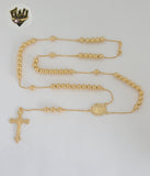 (1-3331-1) Laminado de oro - Collar Rosario Virgen de Guadalupe de 6 mm - 24" - BGF.