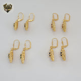 (1-1216) Gold Laminate - Long Zircon Earrings - BGO