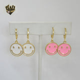 (1-1194-2) Laminado de Oro - Aretes Happy Face - BGO