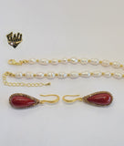(1-6495) Gold Plated - Freshwater Pearl and Stones Set - 22.5".