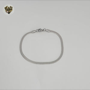 (4-4093) Acero inoxidable - Brazalete con forma de corazón y eslabones en espiga de 3 mm.