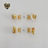 (1-1205-2) Gold Laminate - Multicolor Stud Earrings - BGO
