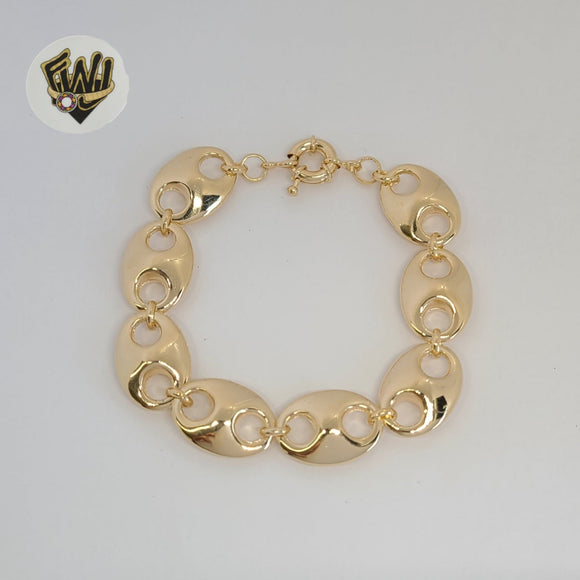 (1-0773) Gold Laminate - 19.5mm Puff Marine Link Bracelet - - BGF