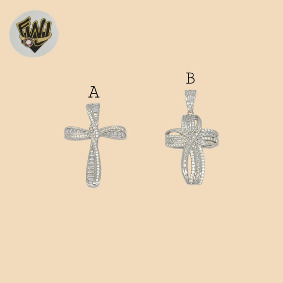(2-1140) 925 Sterling Silver - Zircon Cross Pendants.