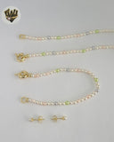 (MSET-06) Gold Laminate - 4mm Multicolor Mallorca Pearls Set