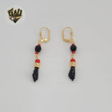 (1-1203-2) Gold Laminate - Azabache Dangle Earrings - BGF