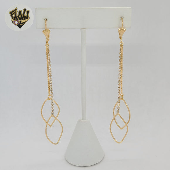 (1-1239-2) Gold Laminate - Zircon Long Earrings - BGF