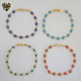(1-0671) Gold Laminate - 6mm Evil Eye Bracelet - 7.5" - BGF