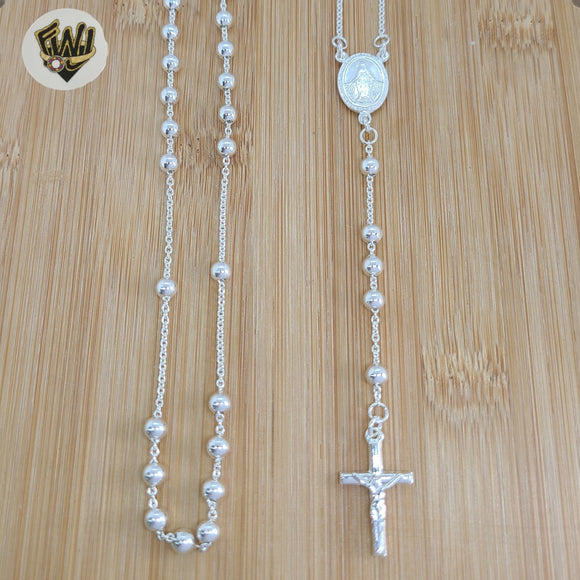 (2-2309) 925 Sterling Silver - Rosary Necklace - 24