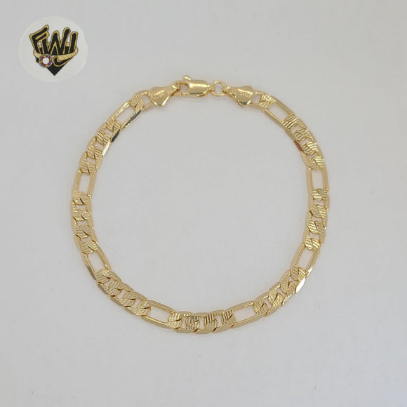 (1-60049-1) Gold Laminate - 6mm DC Figaro Link Men Bracelet - BGF