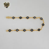 (1-0680-1) Gold Laminate - 7mm Evil Eye Bracelet - 7.5" - BGO