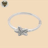 (2-0722) Plata de ley 925 - Brazalete con diseño de 6 mm - 2.1/2"