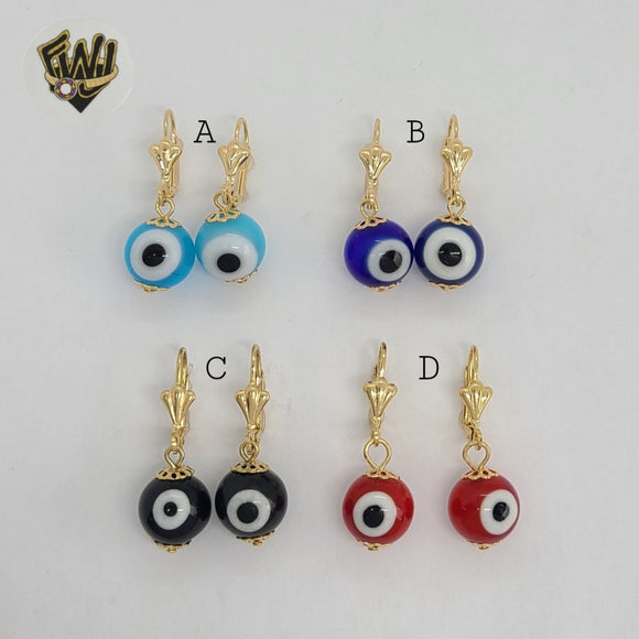 (1-1186-2) Gold Laminate - Evil Eye Beads Earrings - BGF