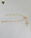 (1-3316-2) Gold Laminate - 3mm Miraculous Virgin Hand Rosary - 7" - BGF.