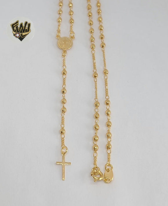 (1-3313-2) Gold Laminate - 2.5mm Benedict Rosary Necklace - 18