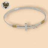 (2-0688) 925 Sterling Silver - 3mm Two Tones Cross Bangle.