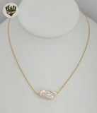 (1-6309-2) Laminado de oro - Collar de perlas con eslabones en caja - 18" - BGF