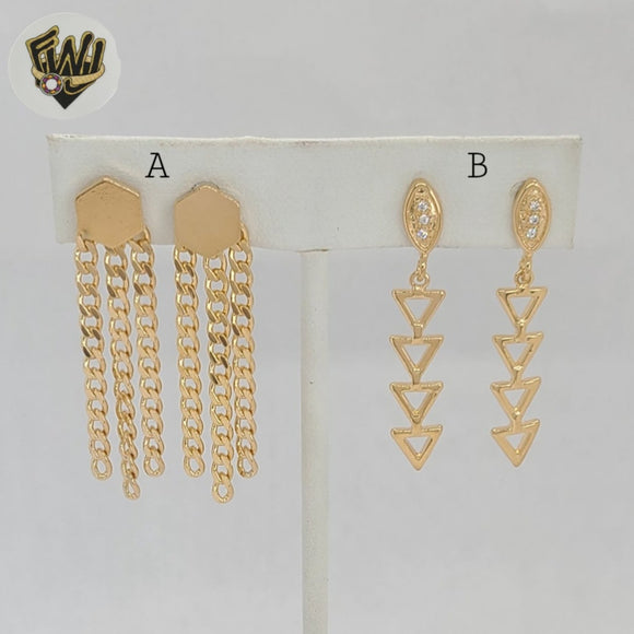 (1-1239-3) Gold Laminate - Long Earrings - BGF
