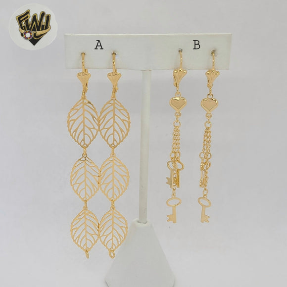 (1-1236) Gold Laminate - Long Earrings - BGF