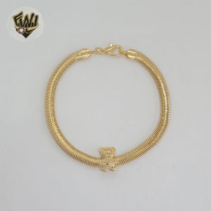 (1-0497) Gold Laminate - 5mm Teddy Bear Bracelet - 7" - BGF