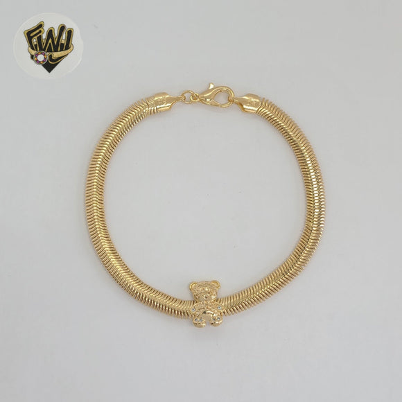 (1-0497) Laminado de oro - Pulsera con osito de peluche de 5 mm - 7