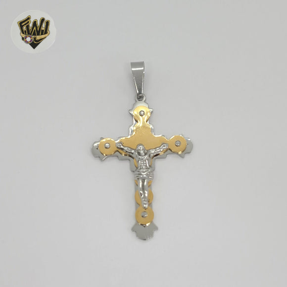 (4-2373) Stainless Steel - Two Tones Cross Pendant.